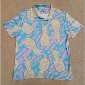 New Chubbies Polo Mens Large Pineapple Short Sleeve Low Tide Golf Performance